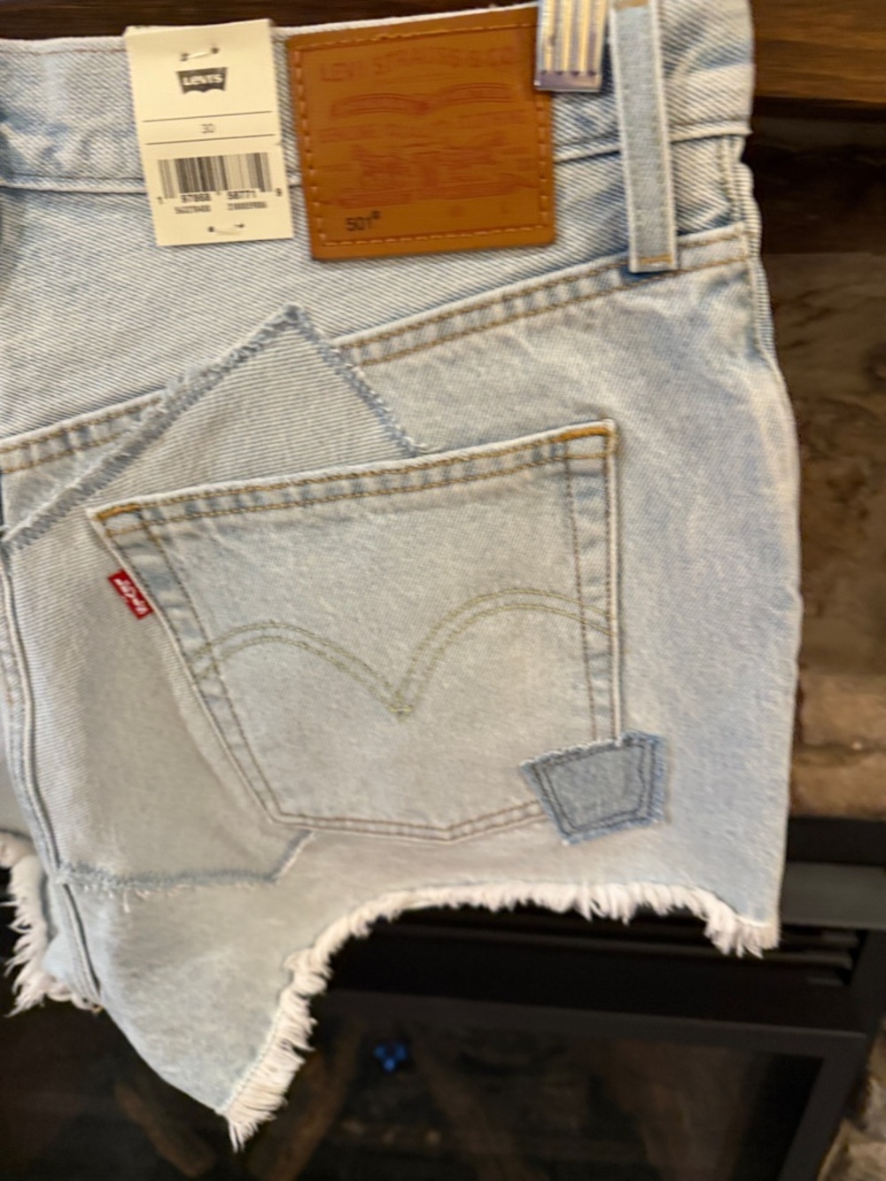 Levi's Light Blue Distressed Denim Cutoff Shorts 501 size 30 NWT - Picture 9 of 11